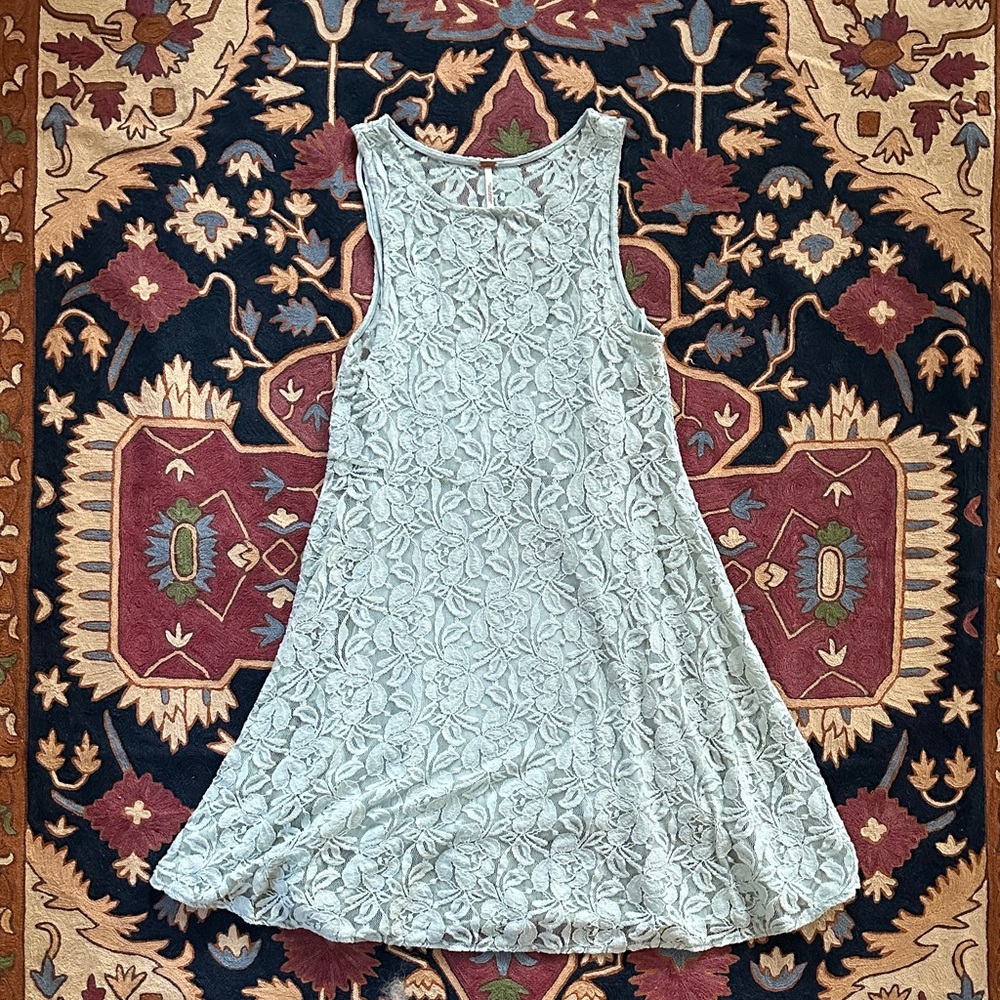Free People Floral Lace Mini Dress in Light Blue